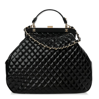 Chanel Glazed Calfskin Quilted Mademoiselle Large Frame Bag Black 1 of 14