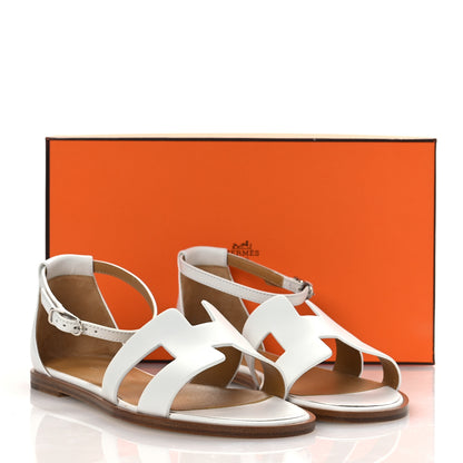 Hermes Calfskin Santorini Sandals 38 White 11 of 11