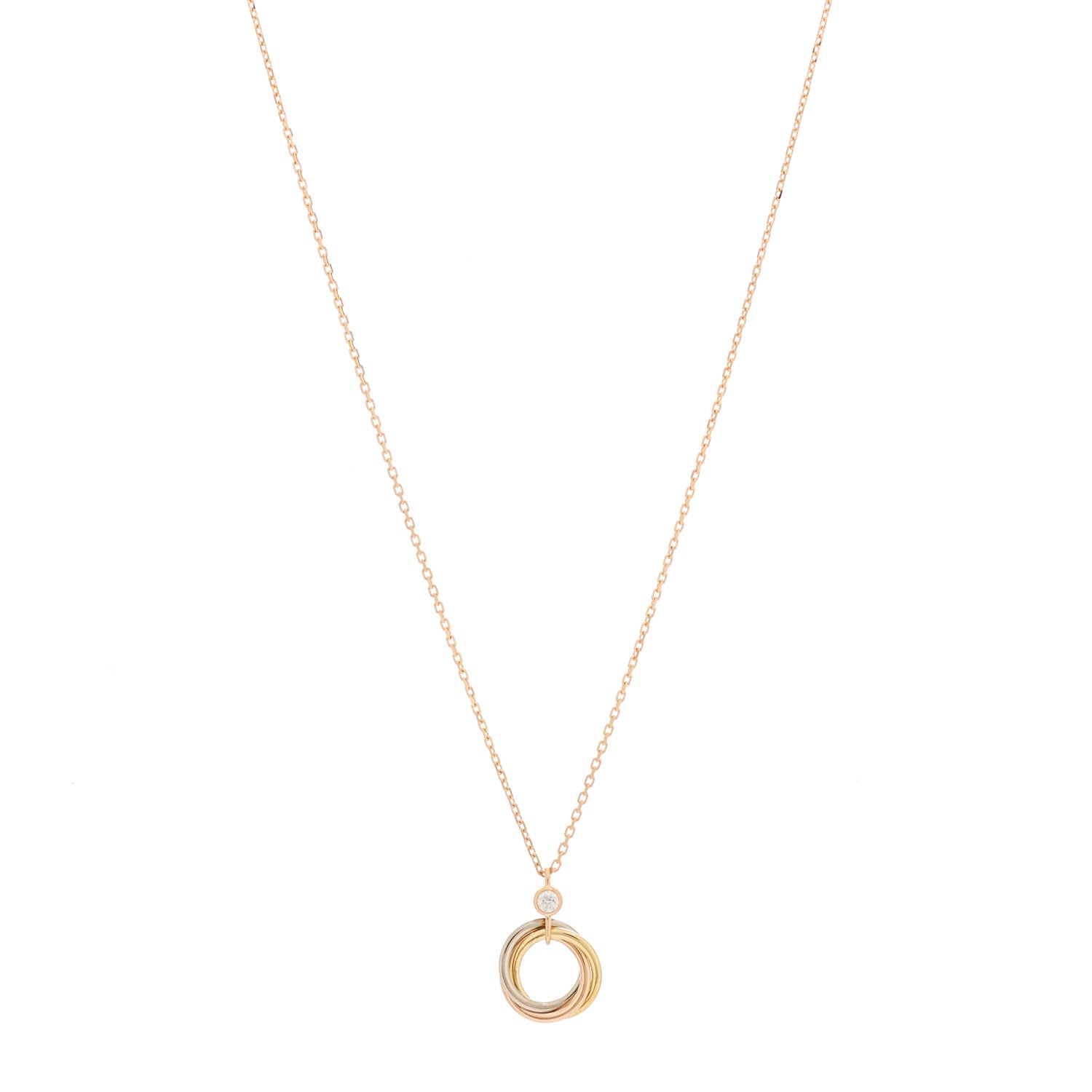 Cartier 18K Pink Yellow White Gold Diamond Trinity Pendant Necklace 1 of 4