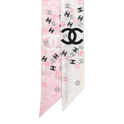 Chanel Silk CC Slim Bandeau Pink Ecru Black 2 of 3