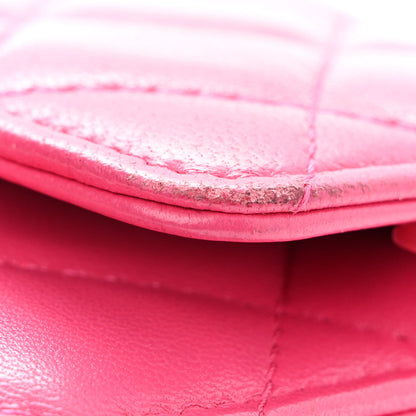 Chanel Lambskin Quilted Wallet On Chain WOC Dark Pink 13 of 21