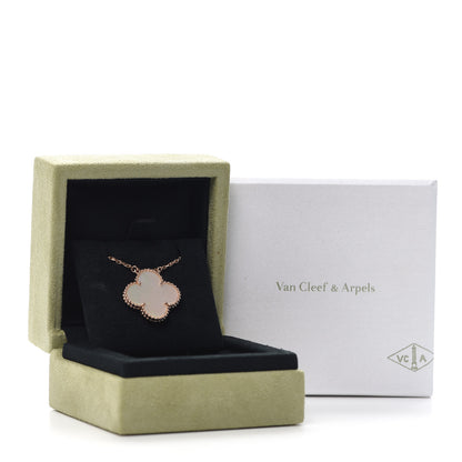 Van Cleef & Arpels 18K Rose Gold Mother of Pearl Magic Alhambra Pendant Necklace 8 of 8