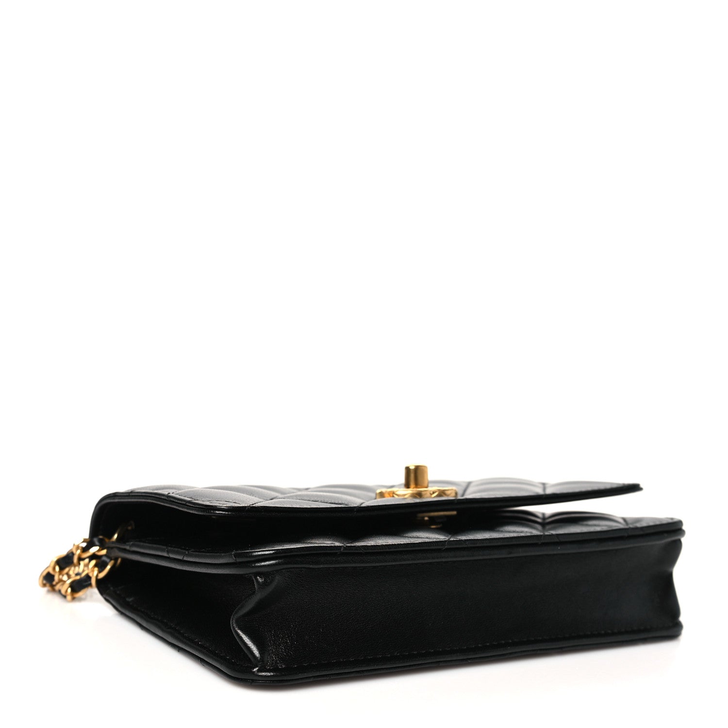Chanel Lambskin Quilted Logo WOC Wallet On Chain Black 4 of 12
