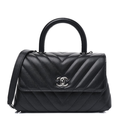 Chanel Caviar Chevron Quilted Mini Coco Handle Flap Black 1 of 4