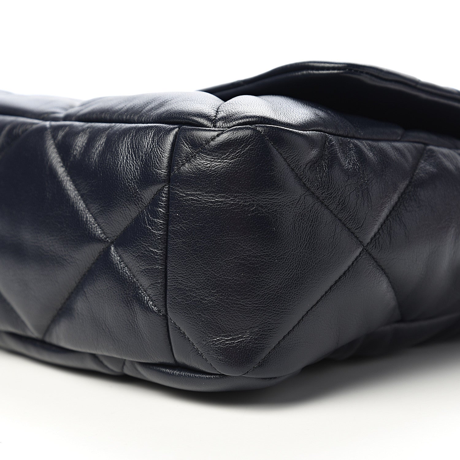 Chanel Shiny Goatskin Quilted Maxi 19 Flap Navy Blue 8 of 11