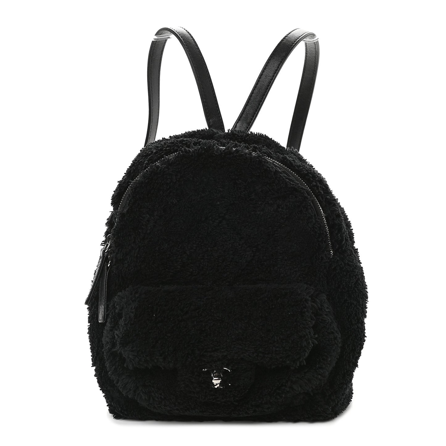 Mixed Fibers Lambskin Calfskin Quilted CC Tender Backpack Black
