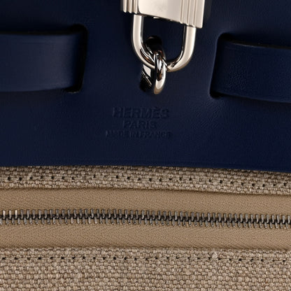 Hermes Military Toile Vache Hunter Herbag Zip Retourne 31 PM Bleu De France Ecru 5 of 8