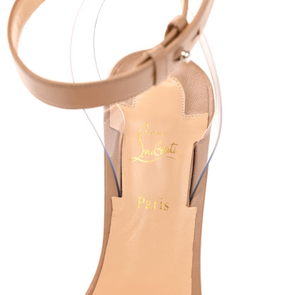 Christian Louboutin Nappa Shiny PVC Jonatina 100 Sandals 38 Nude 7 of 9