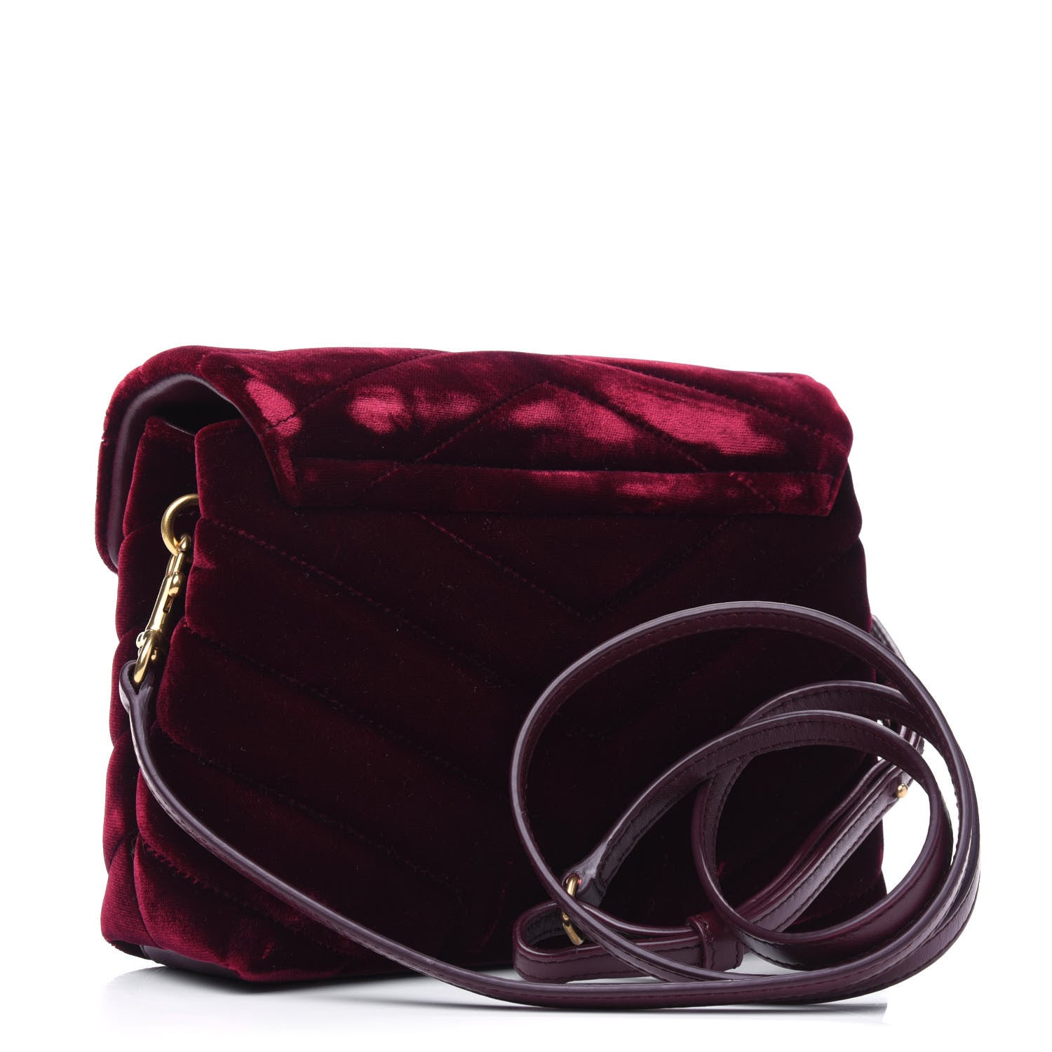 Saint Laurent Velvet Y Quilted Monogram Toy Loulou Crossbody Bag French Burgundy 2 of 5