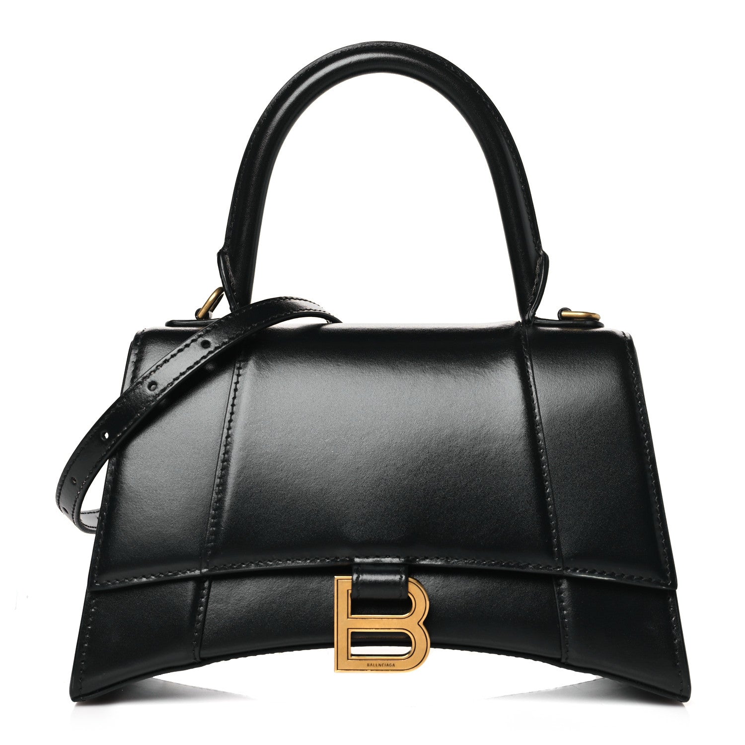 Balenciaga Shiny Box Calfskin Small Hourglass Top Handle Bag Black 1 of 11