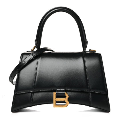 Balenciaga Shiny Box Calfskin Small Hourglass Top Handle Bag Black 1 of 11