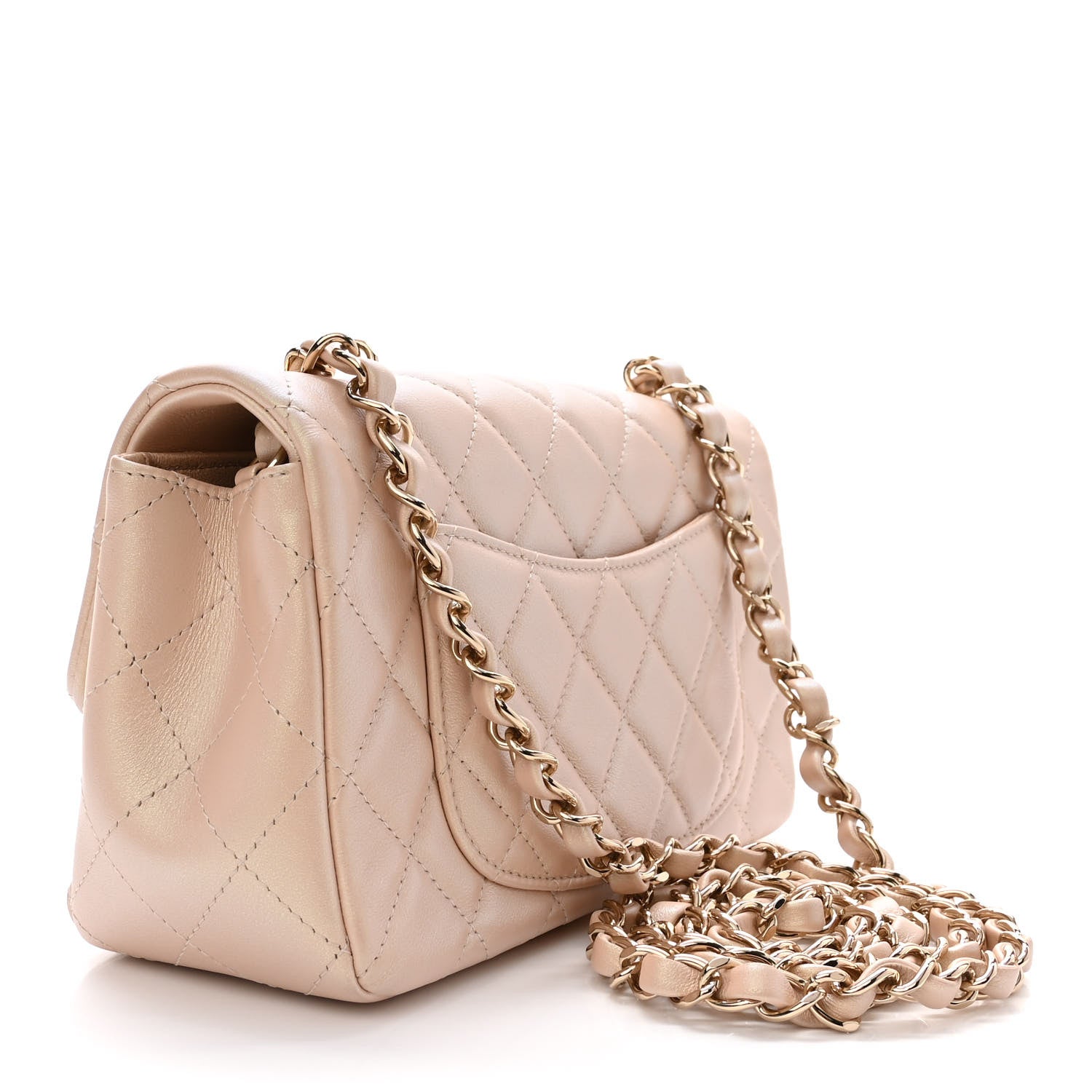 Chanel Iridescent Calfskin Quilted Mini Rectangular Flap Beige 3 of 12
