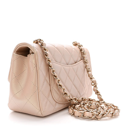 Chanel Iridescent Calfskin Quilted Mini Rectangular Flap Beige 3 of 12