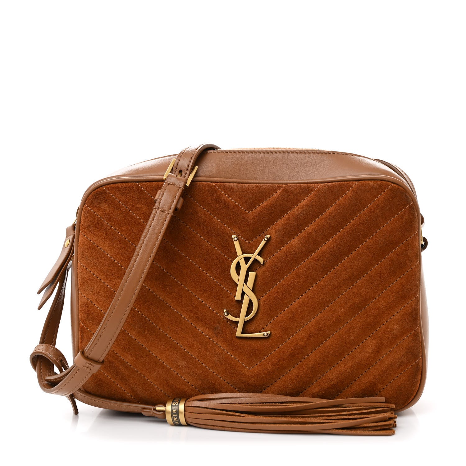 Saint Laurent Suede Matelasse Monogram Lou Camera Bag Cinnamon 1 of 11