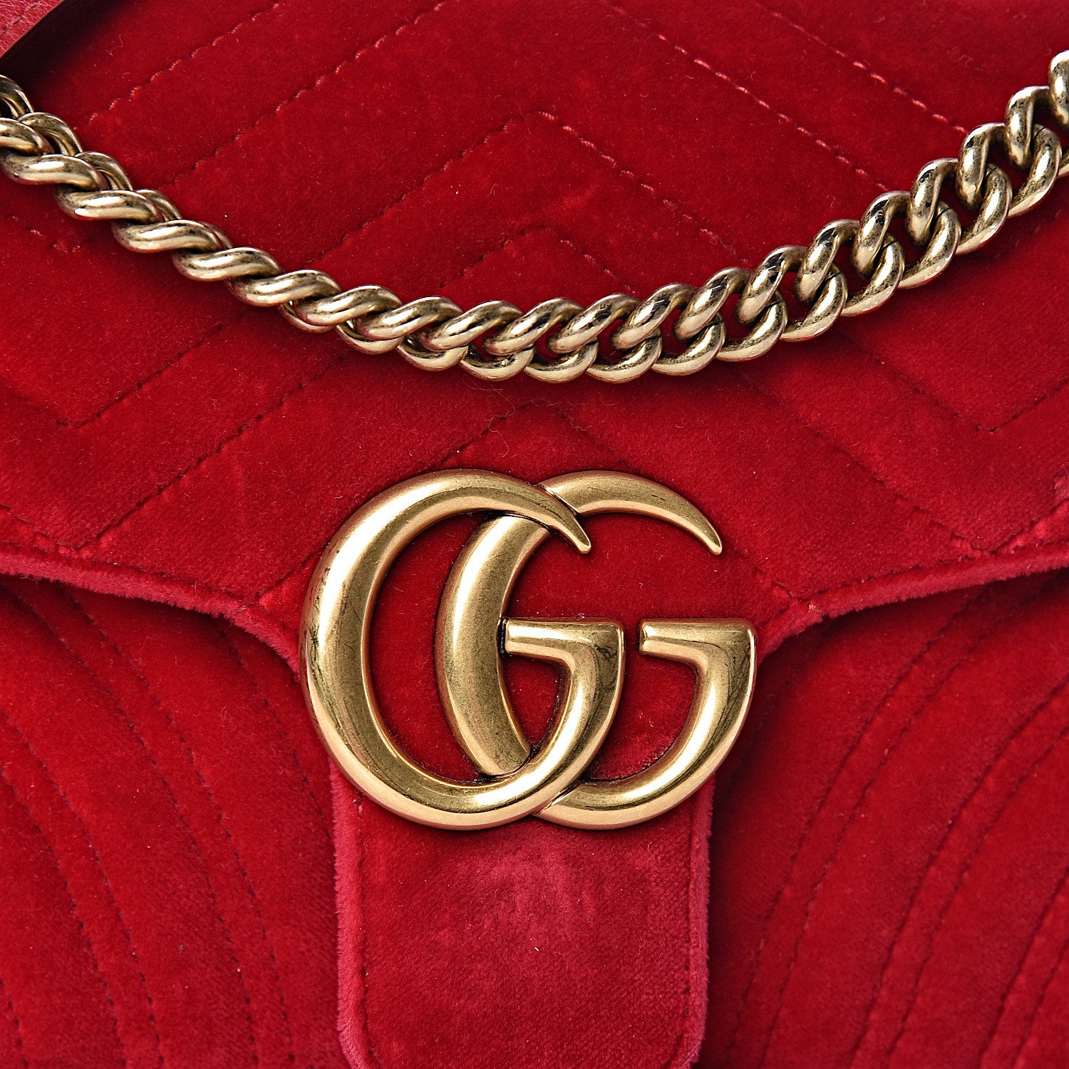 Gucci Velvet Matelasse Small GG Marmont Shoulder Bag Hibiscus Red 12 of 12
