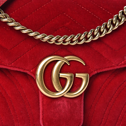 Gucci Velvet Matelasse Small GG Marmont Shoulder Bag Hibiscus Red 12 of 12