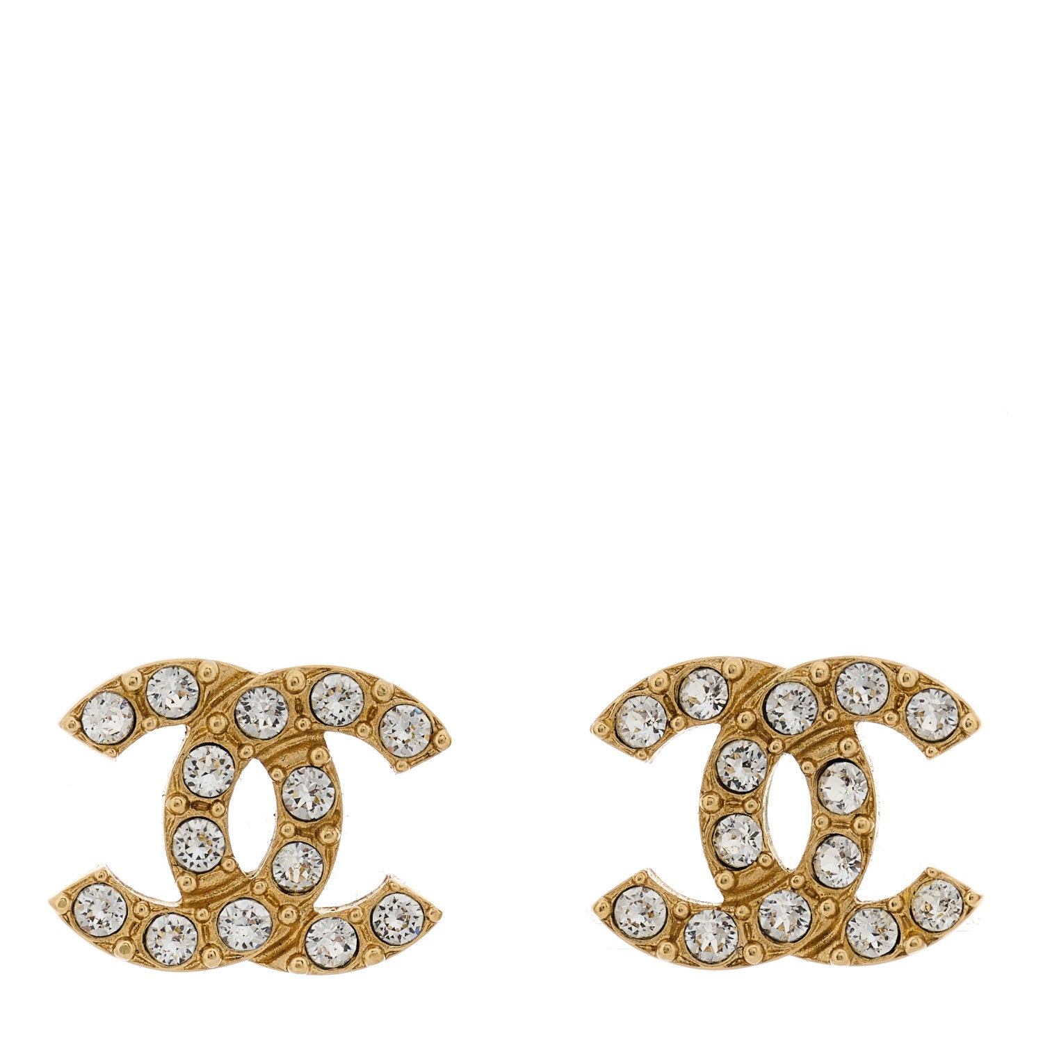 Chanel Crystal CC Earrings Gold 1 of 5