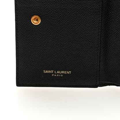 Saint Laurent Grain De Poudre Matelasse Chevron Monogram Zipped Card Case Black 6 of 6