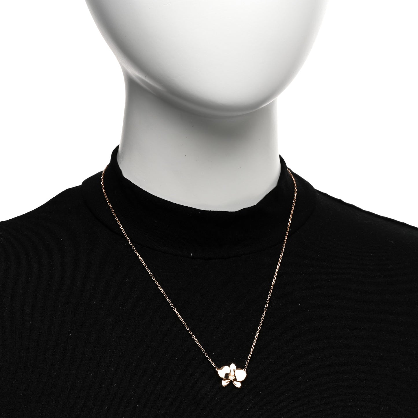 18K Pink Gold Diamond Caresse D'Orchidees Par Cartier Pendant Necklace