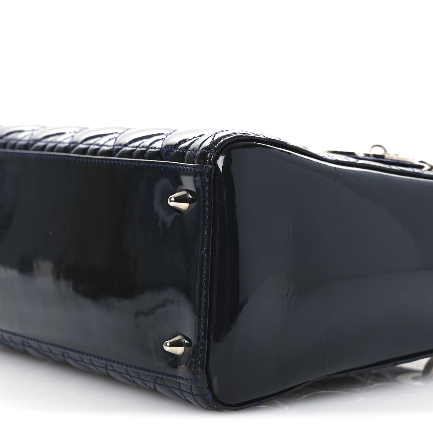 Patent Cannage Medium Lady Dior Navy Blue