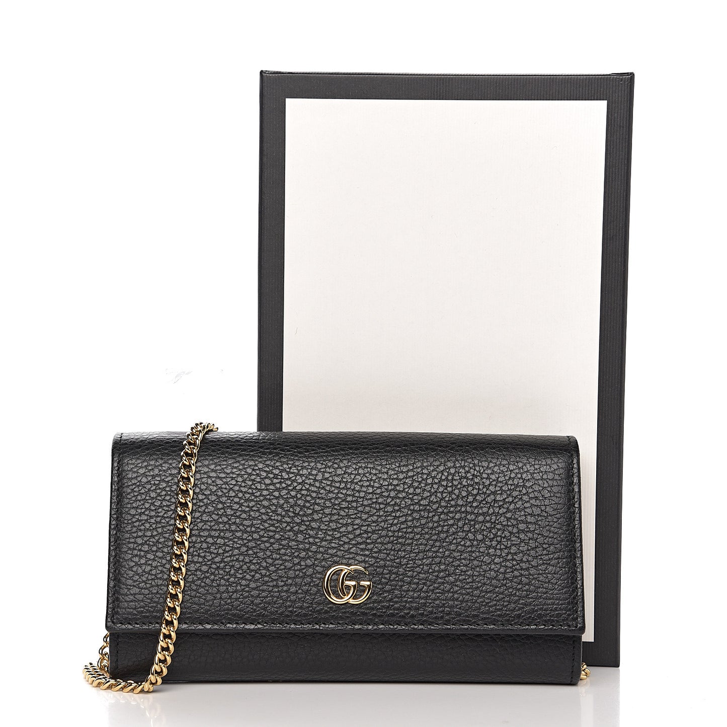 Calfskin Petite GG Marmont Wallet Chain Bag Black