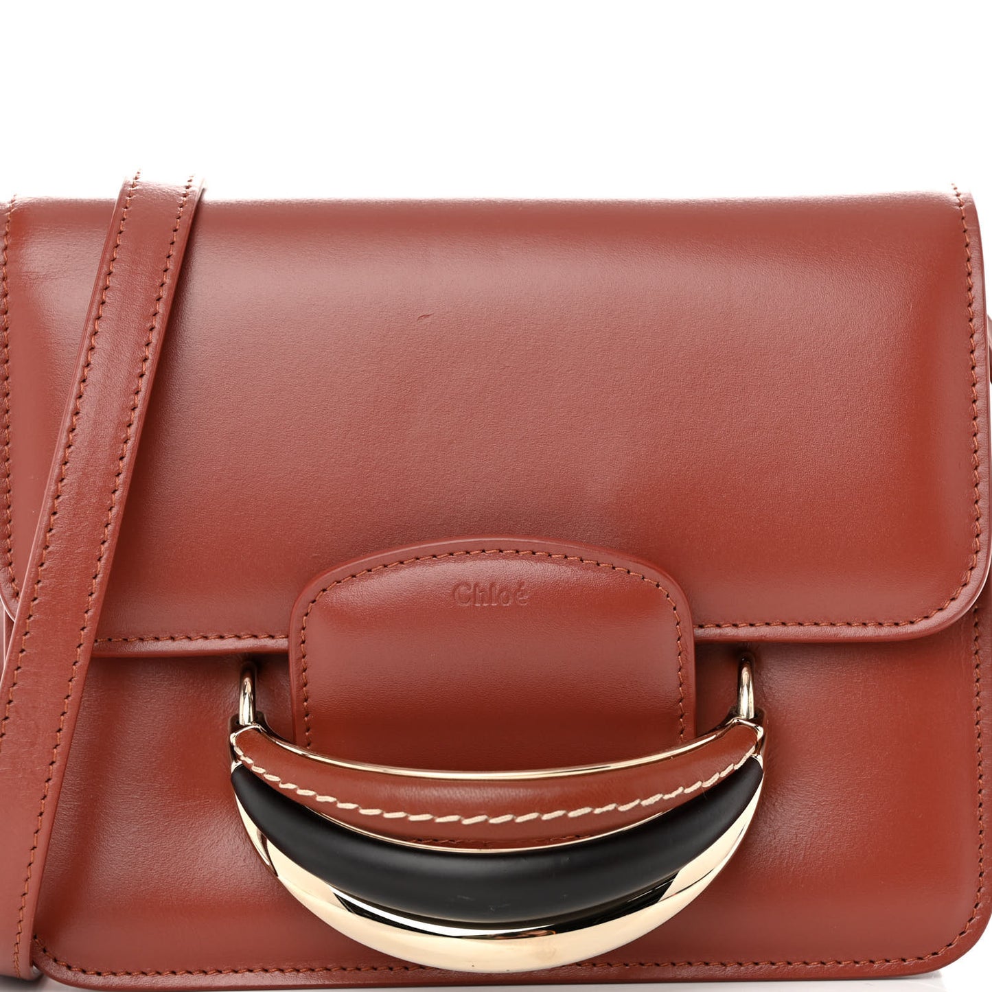 Calfskin Kattie Shoulder Bag Sepia Brown