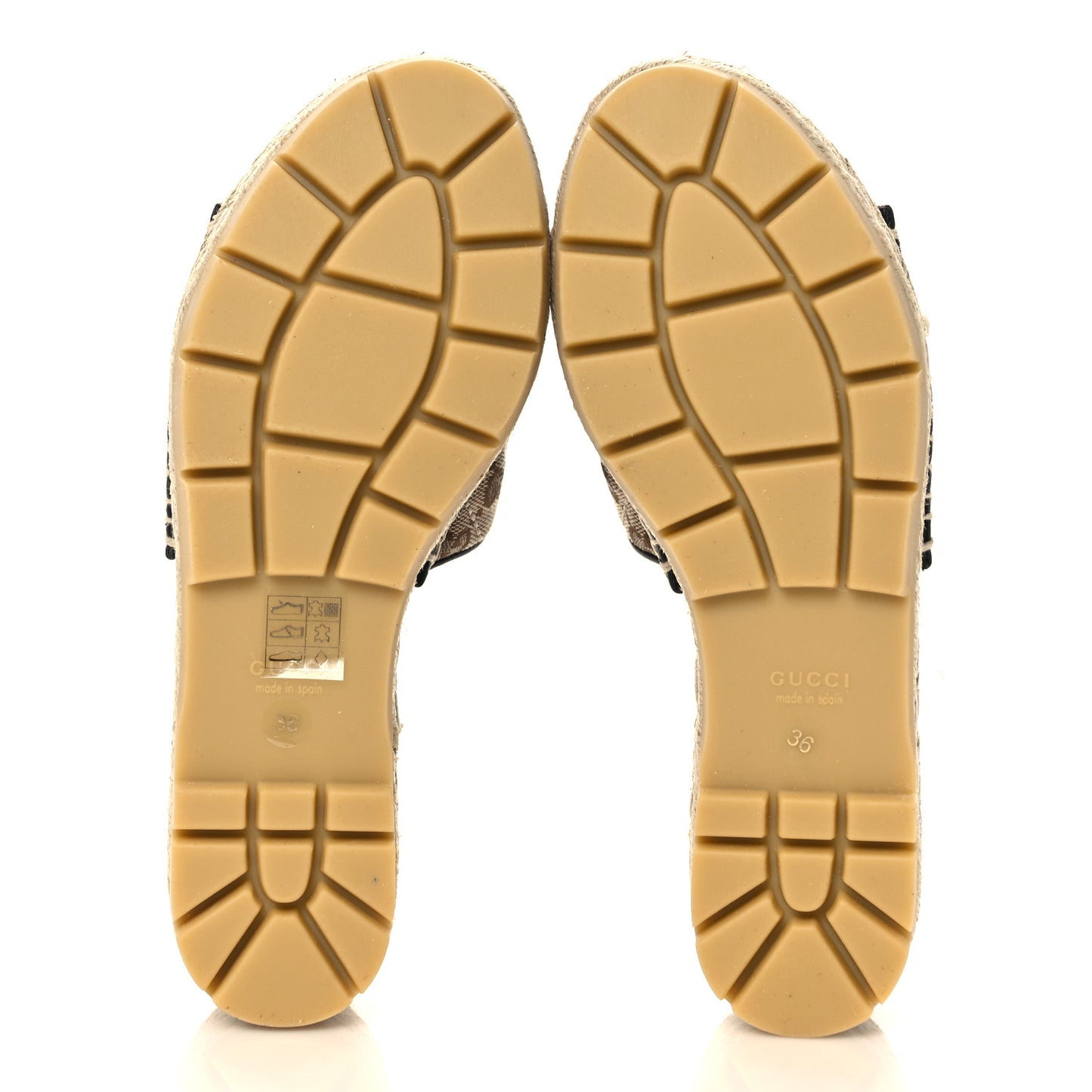 Monogram Matelasse Diagonal GG Marmont Platform Espadrille Slide Sandals 36 Beige Ebony Black