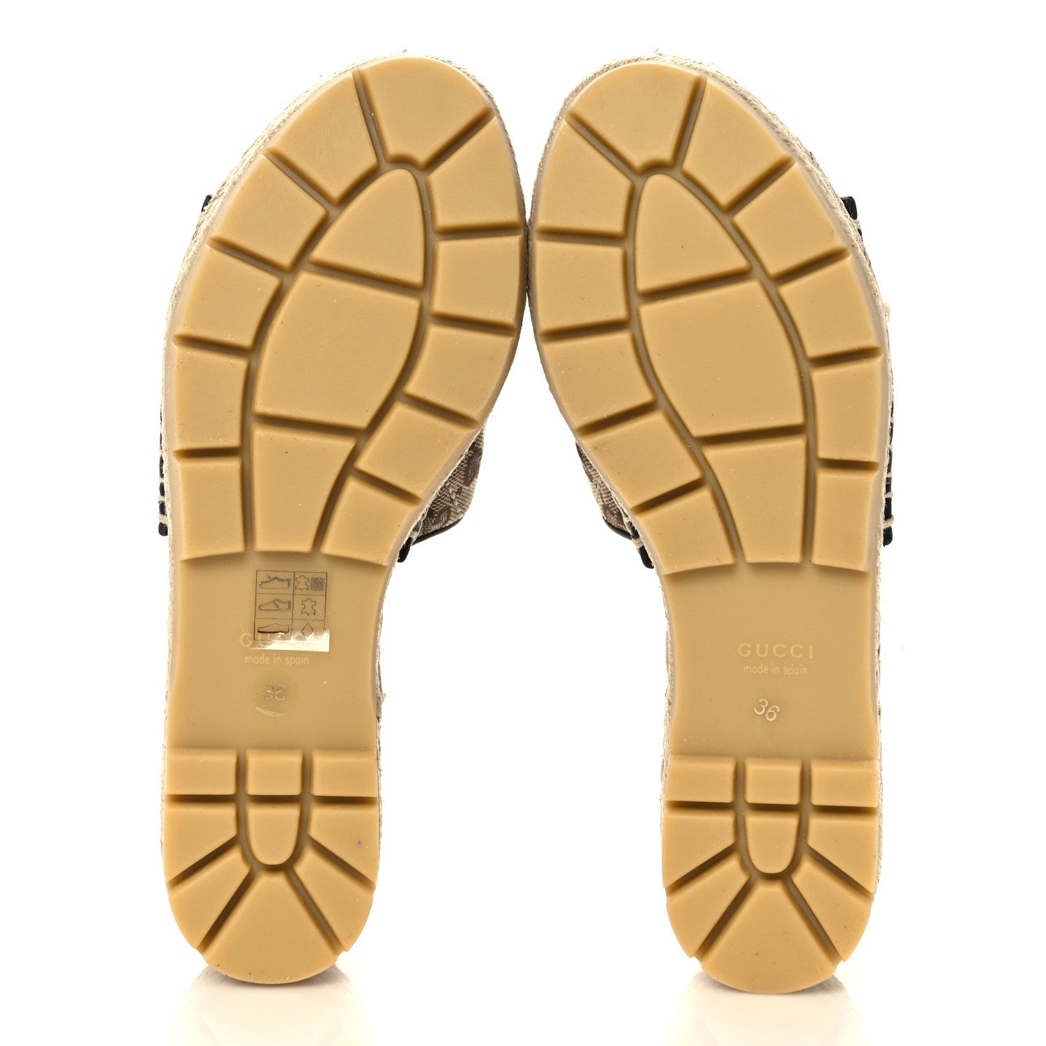 Gucci Monogram Matelasse Diagonal GG Marmont Platform Espadrille Slide Sandals 36 Beige Ebony Black 5 of 9
