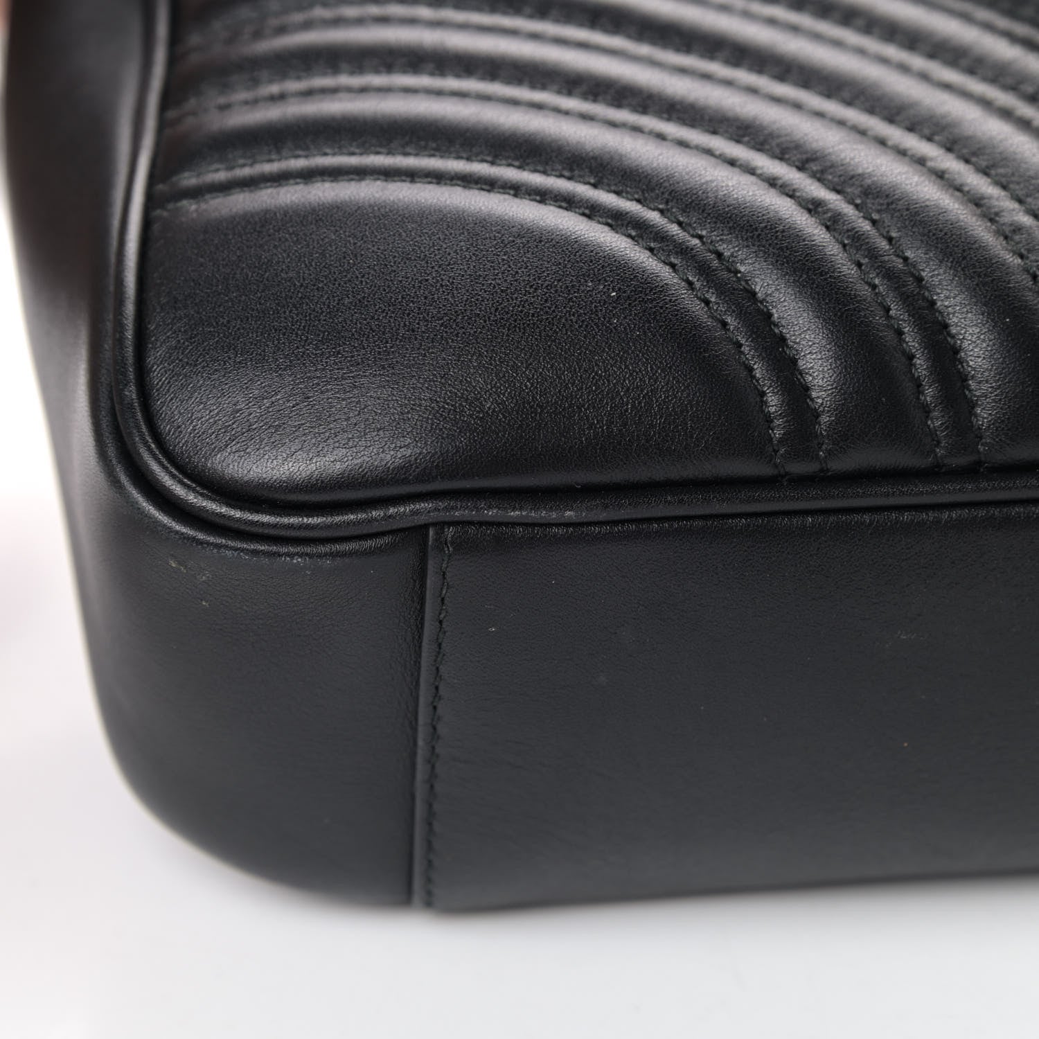 Gucci Calfskin Matelasse Medium GG Marmont Shoulder Bag Black 8 of 10