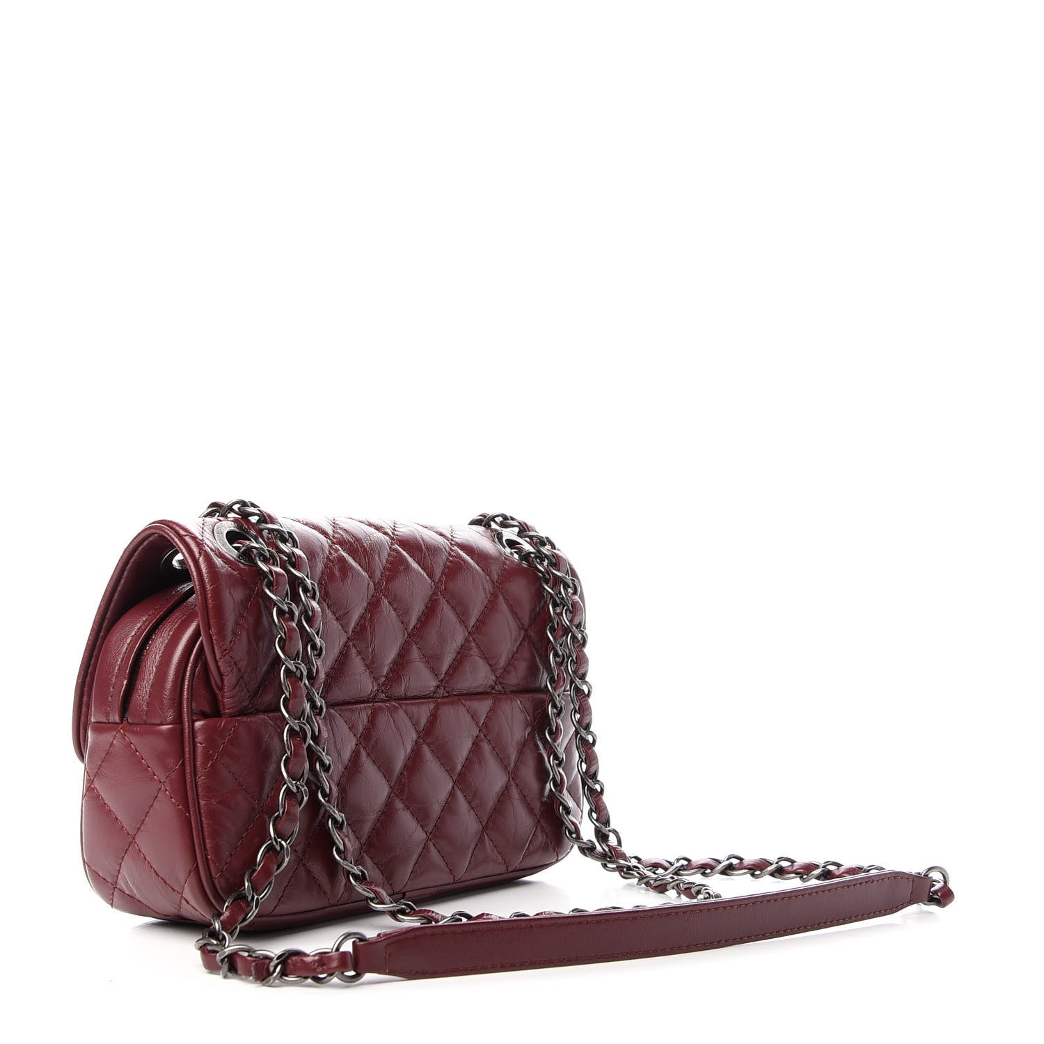 Chanel Aged Calfskin Quilted Small Easy Flap Dark Red 3 of 9