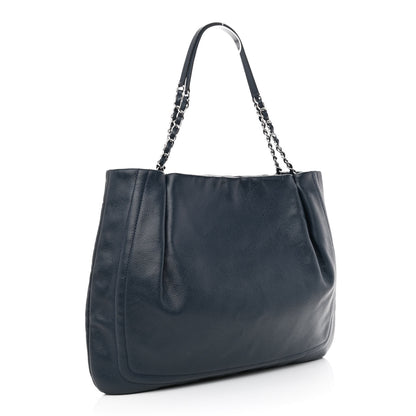 Chanel Caviar CC Timeless Shoulder Bag Navy Blue 3 of 10