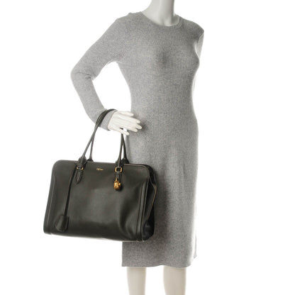 Alexander McQueen Pebbled Calfskin Large Skull Padlock Zip Around Tote Verde Militare 2 of 7
