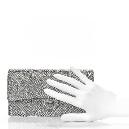 Chanel Crystal Quilted CC Large Gusset Flap Wallet Silver 2 of 10