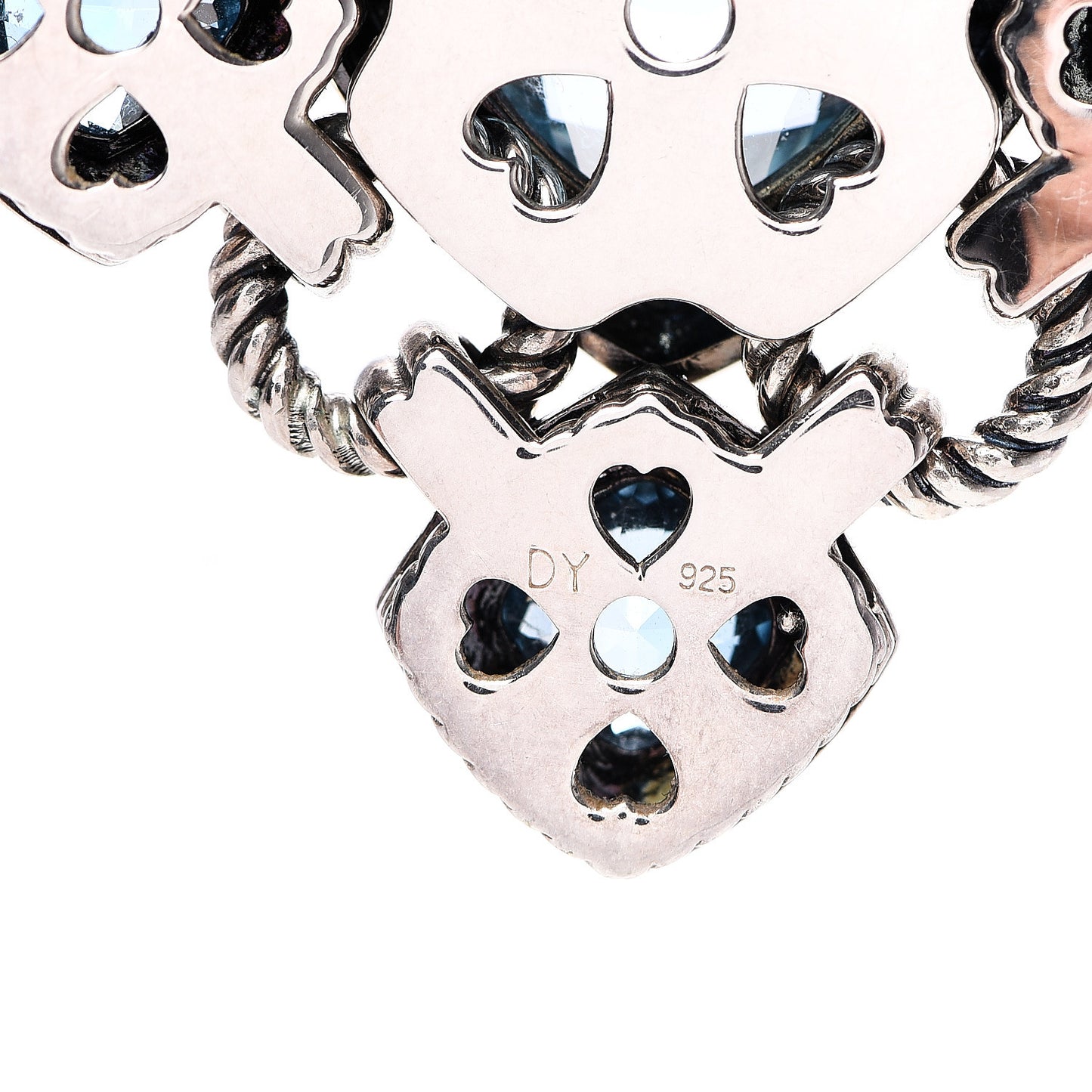 Sterling Silver Blue Topaz Renaissance Cross Enhancer Pendant Necklace