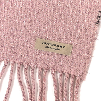 Burberry Cashmere Glitter Giant Heritage Check Fringe Scarf Ash Rose 3 of 3