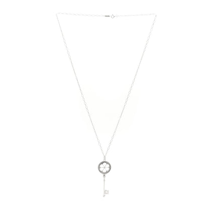Tiffany Sterling Silver Diamond Blossom Key Pendant Link Necklace 3 of 6