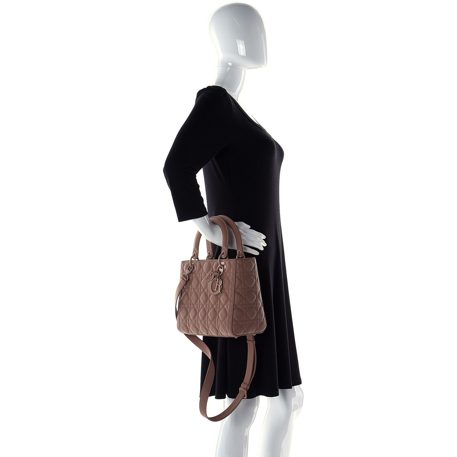 Christian Dior Ultra Matte Calfskin Cannage Medium Lady Dior Beige 2 of 10