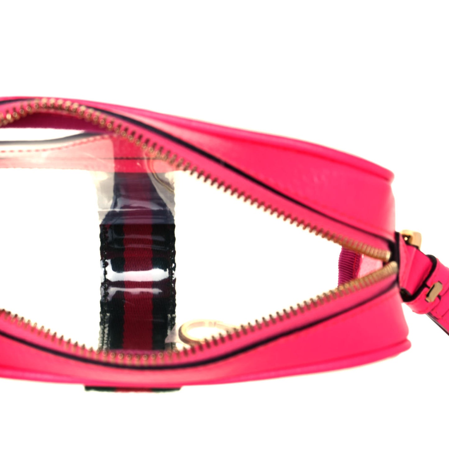 Vinyl Web Mini Ophidia Transparent Shoulder Bag Fluorescent Fuchsia
