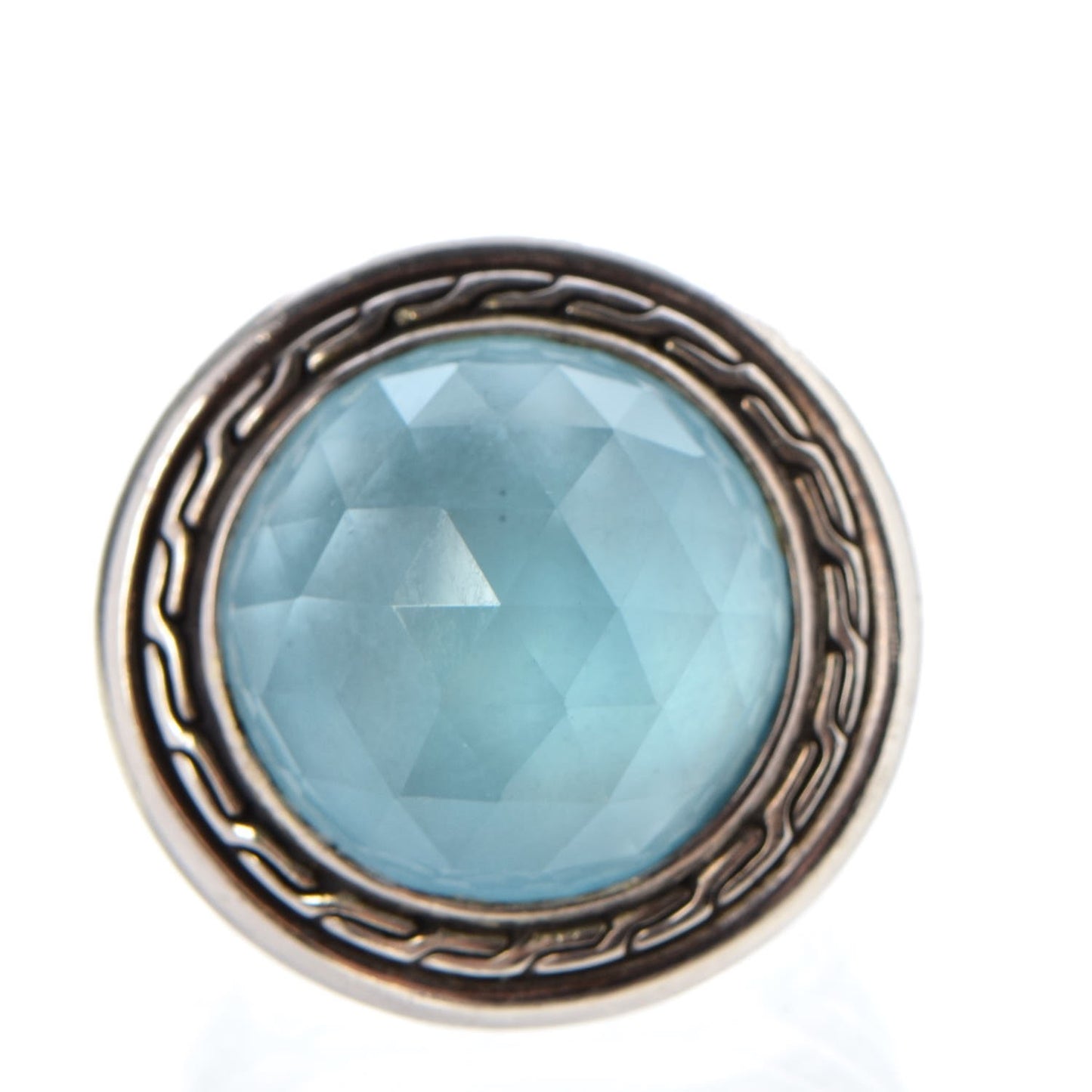 Sterling Silver Blue Topaz Batu Bedeg Ring 57 8