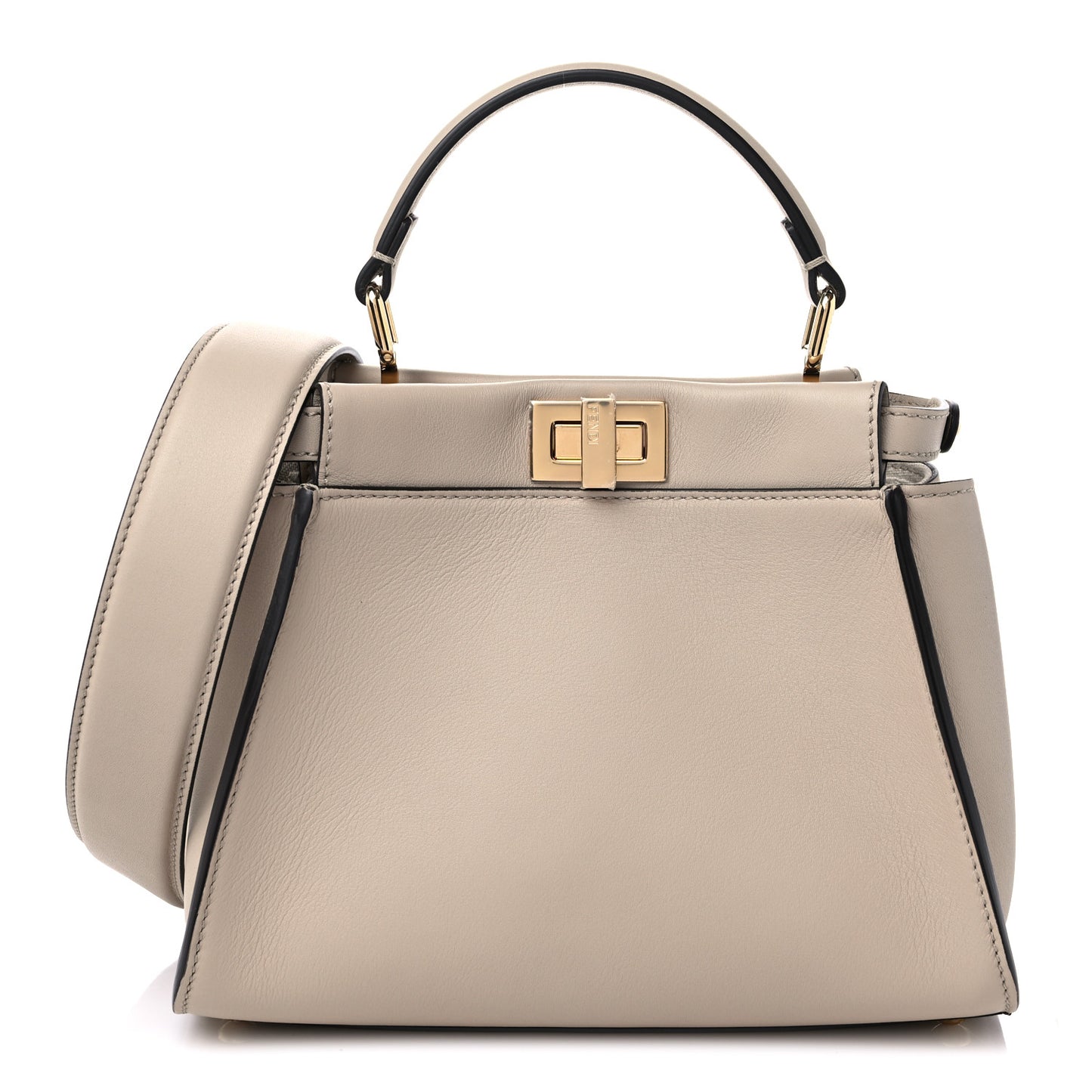 Vitello Seta Cotton Canvas FF Embroidered Mini Peekaboo Iconic Satchel Nuvola