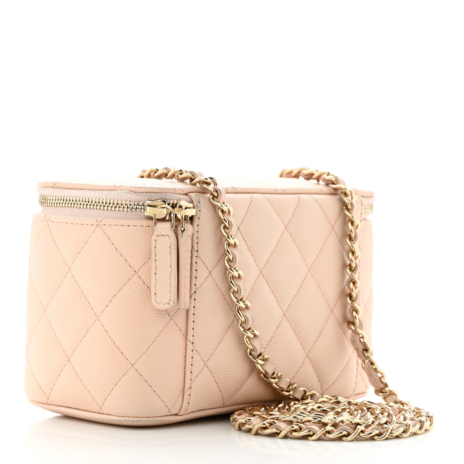 Chanel Caviar Quilted Small Vanity Case With Chain Light Beige 3 of 13