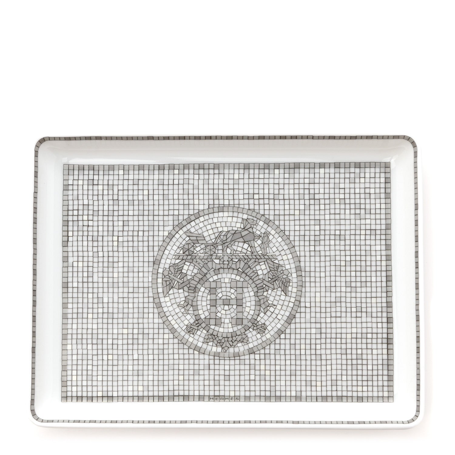 Hermes Porcelain Mosaique Au 24 Sushi Plate Platine 1 of 6