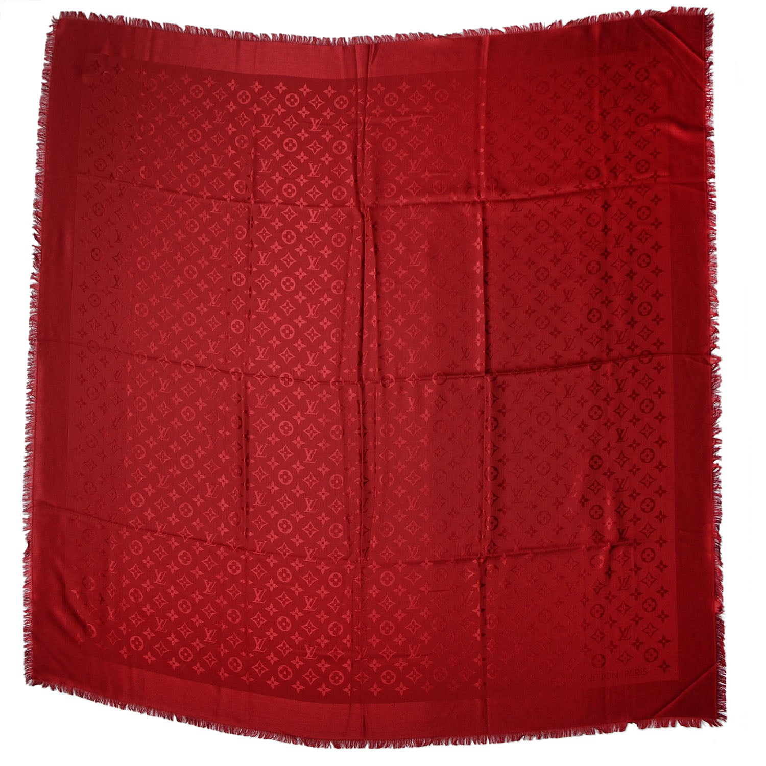 Louis Vuitton Silk Wool Monogram Shawl Pomme D'Amour 1 of 5