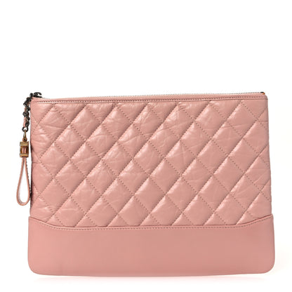 Chanel Aged Calfskin Quilted Medium Gabrielle Cosmetic Case Pink 1 of 8