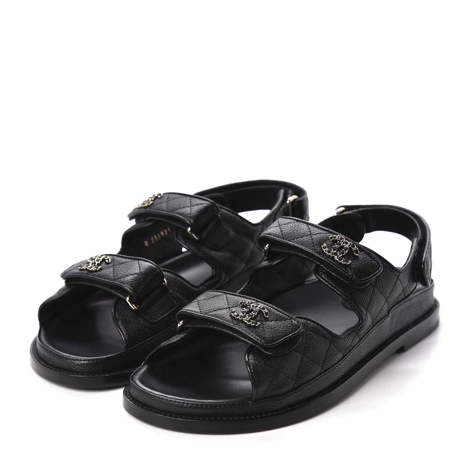 Chanel Grained Calfskin Velcro Dad Sandals 40 Black 3 of 10