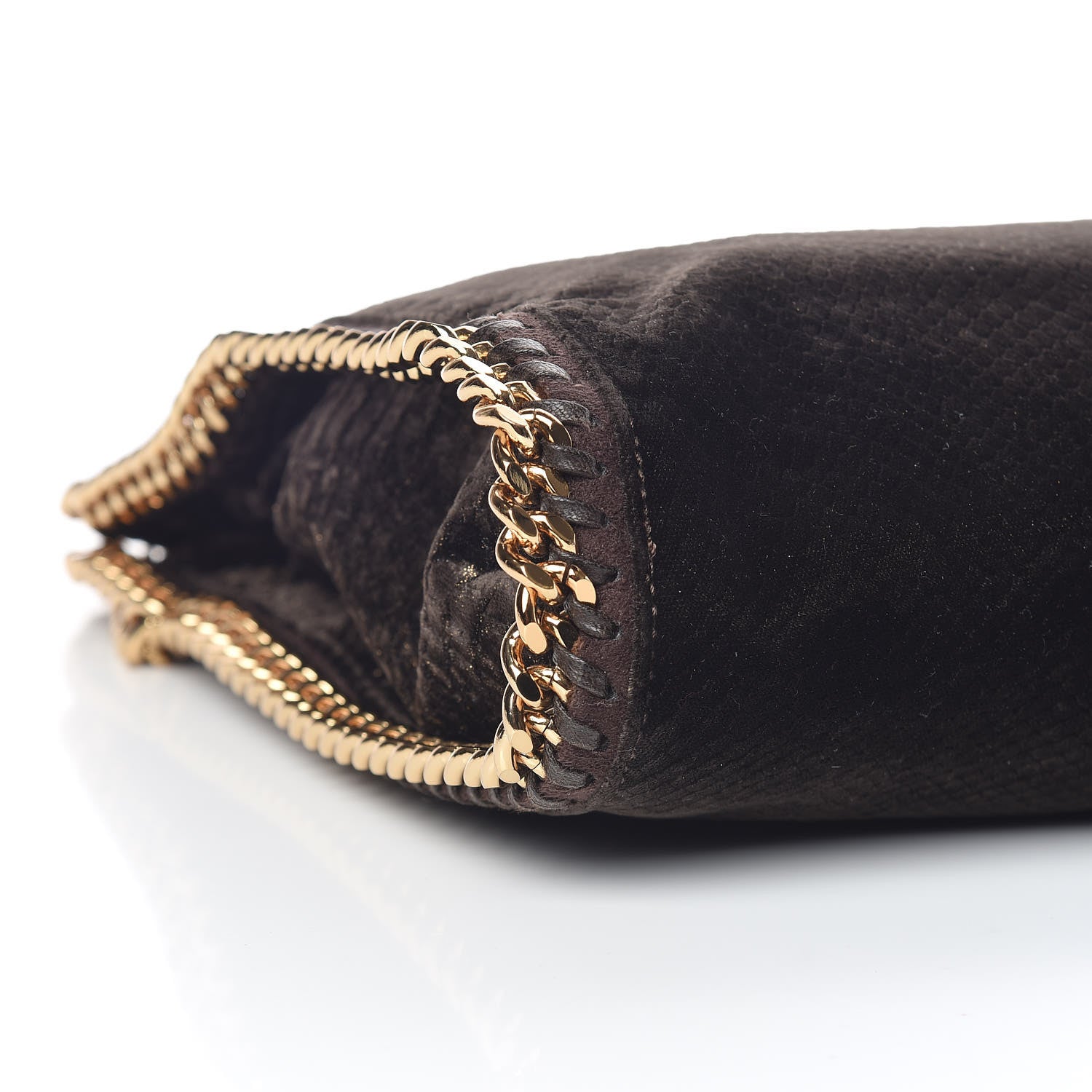 Stella McCartney Metallic Snake Embossed Velvet Falabella Fold Over Tote Brown 10 of 11