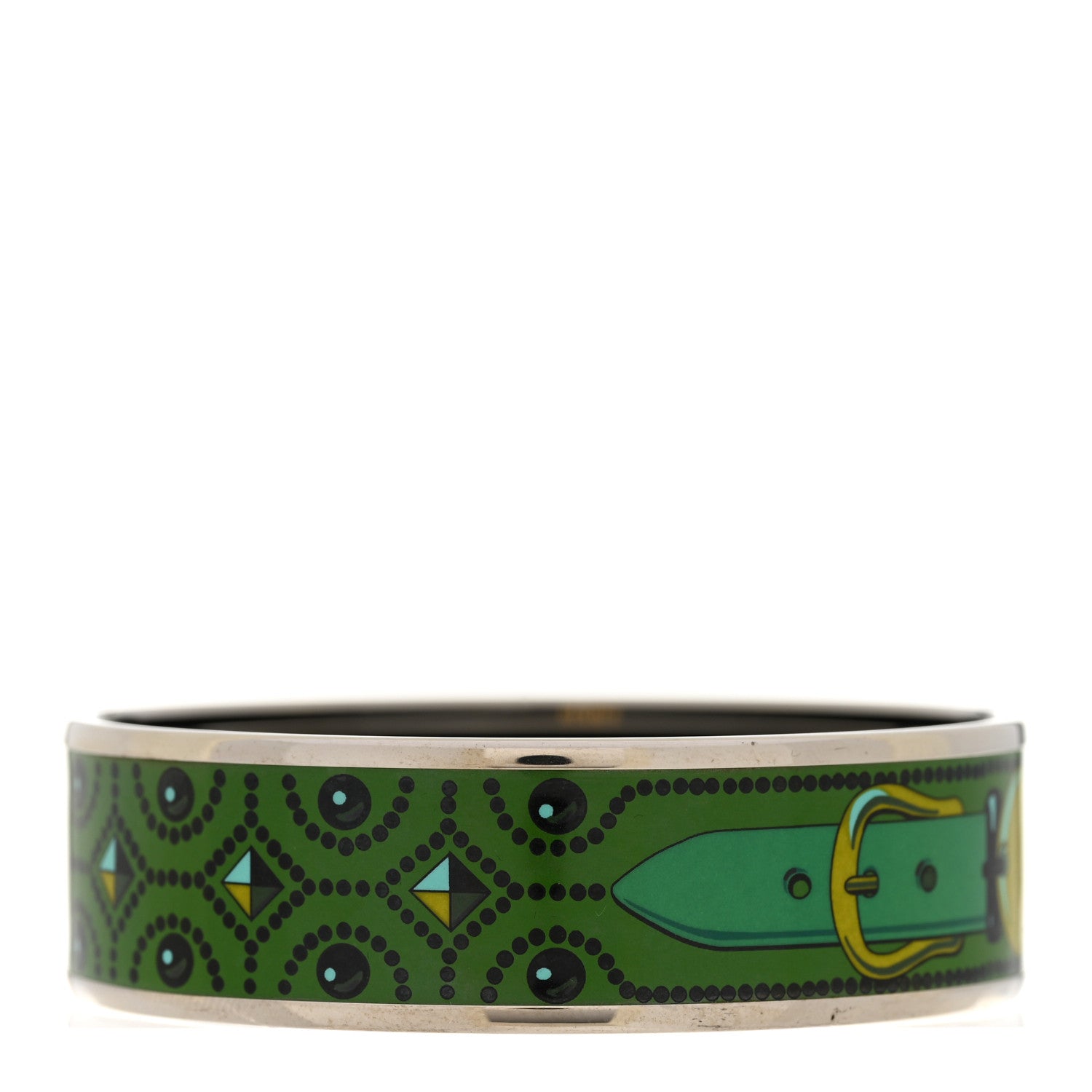 Hermes Enamel Printed Colliers de Chiens Wide Bracelet 65 3 of 6
