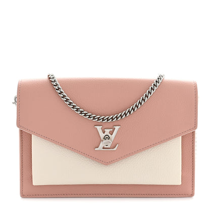 Louis Vuitton Calfskin Mylockme Chain Pochette Rose Ballet White 1 of 10