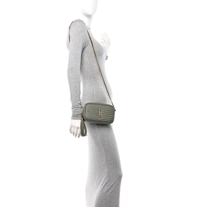 Saint Laurent Grain De Poudre Matelasse Monogram Mini Lou Camera Bag Light Sage 2 of 11