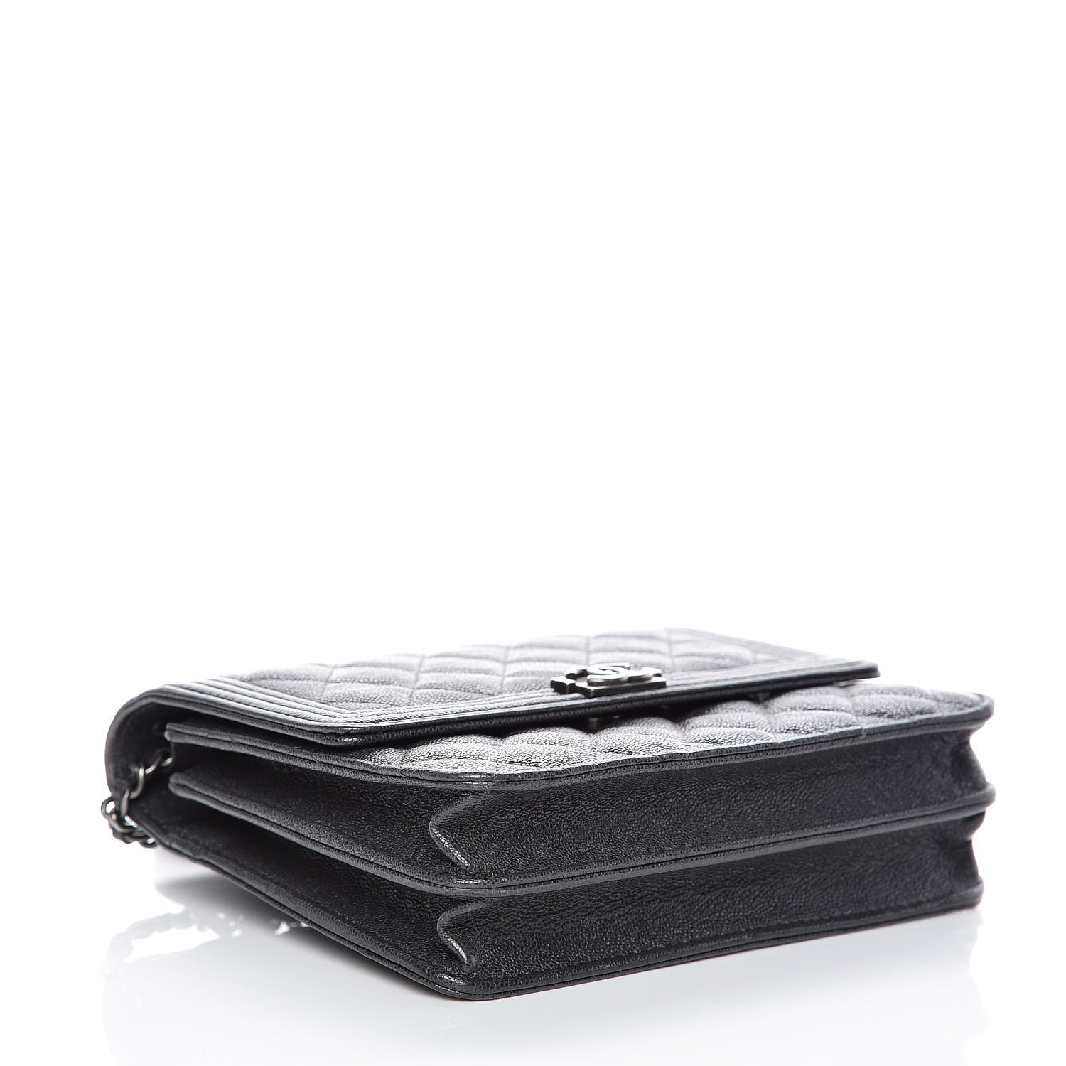 Chanel Caviar Quilted Square Boy Wallet On Chain WOC Charcoal 4 of 11